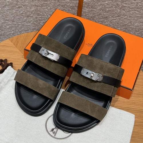 Hermès Jackson Sandal: Suede Leather Upper and Rubber Outsole, Silver Hardware