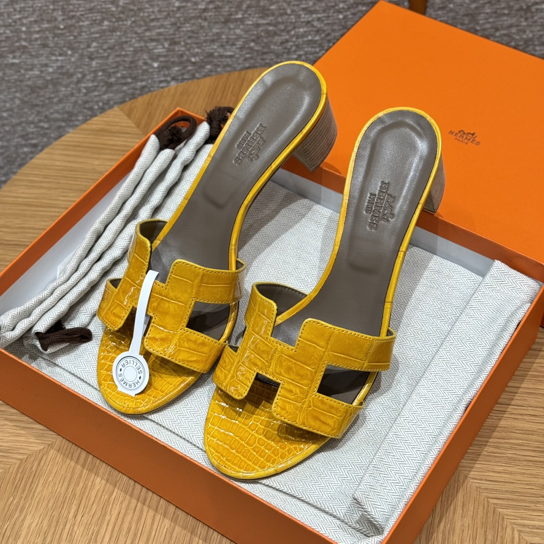 HERMES Crocodile Oasis Epsom Sandales, Sandales à lanière, Femme, Printemps-Automne, Mode Classique, Peau de Crocodile, Cuir Rare