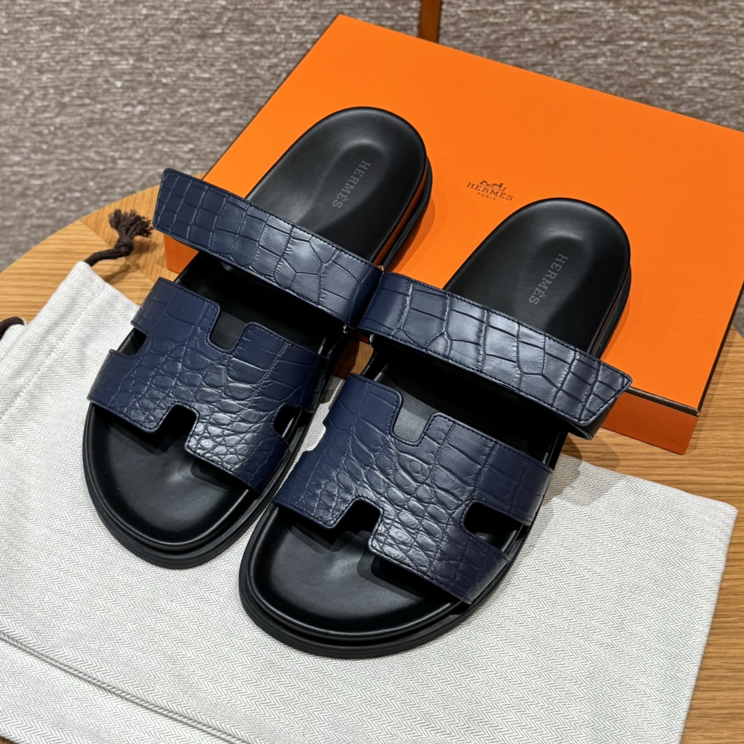 HERMES 🐊 Chypre サンダル レディース メンズ 春秋用 ファッション クラシック クロコダイルレザー 希少レザー