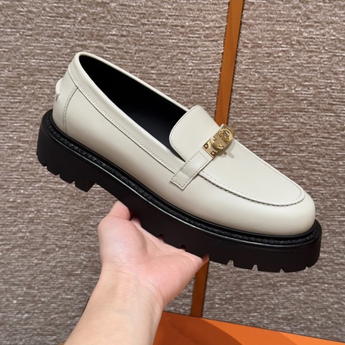 Icone Loafer in Beige Leather with Gold Hardware and Black Rubber Sole 1 Icone Loafer in Beige Leather with Gold Hardware and Black Rubber Sole