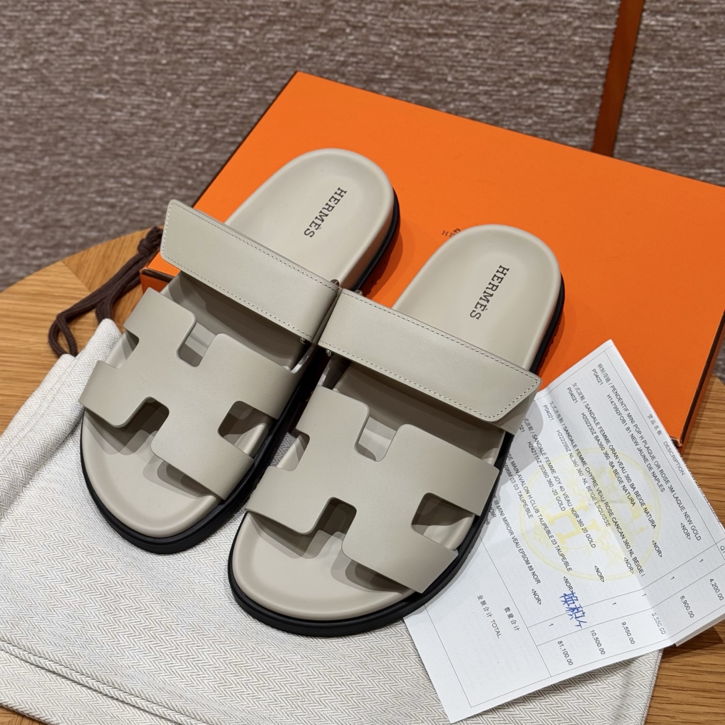 HERMES Chyper 슬리퍼 원라인 슬리퍼 여성용 봄가을용 패션 클래식