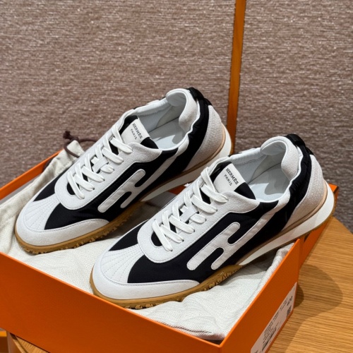Hermès Black & White Deer Leather Canvas Sneakers for Men - Style 617 1 Hermès Black & White Deer Leather Canvas Sneakers for Men - Style 617