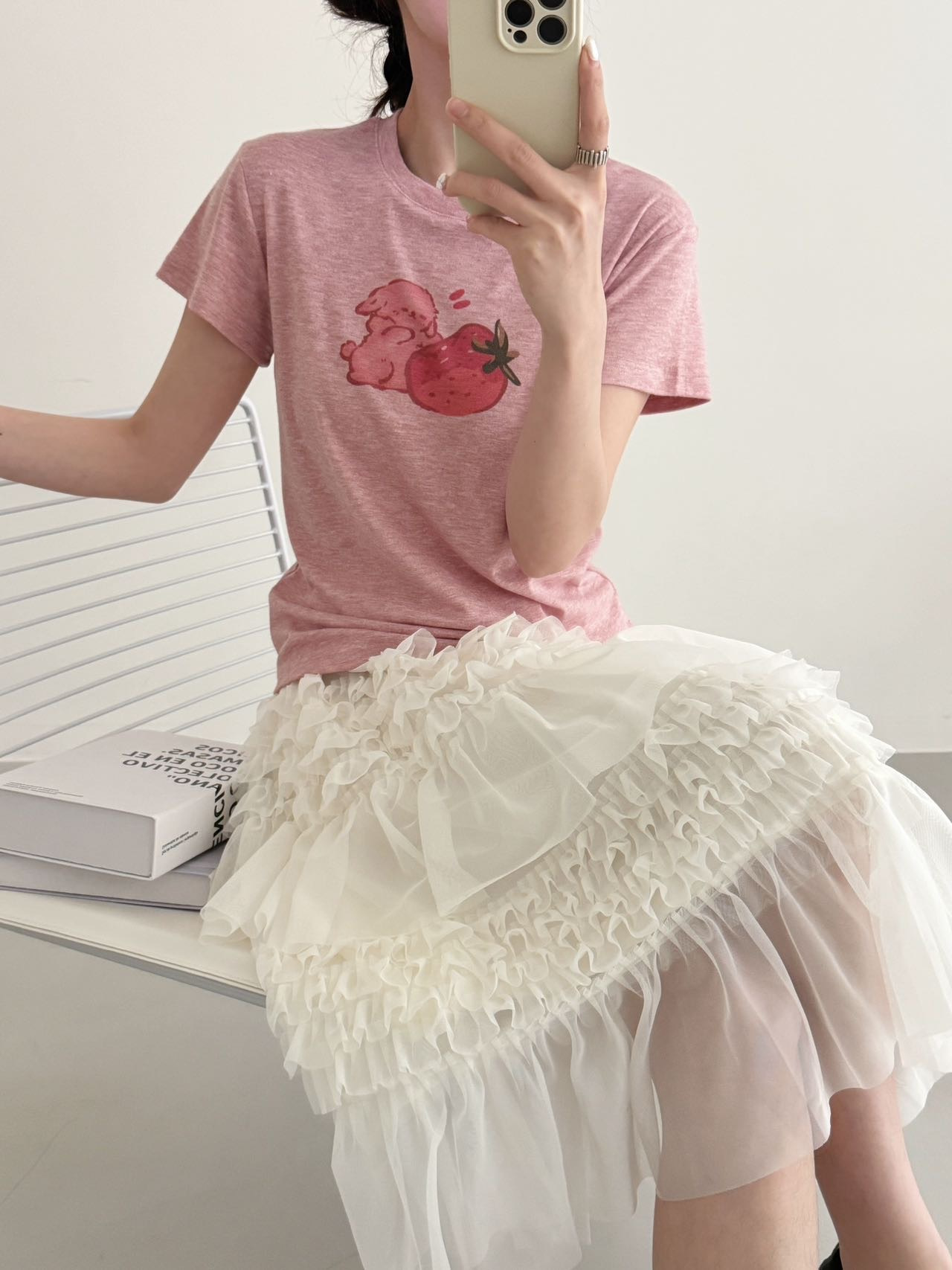 79.9@ one piece fast selling [Sizes] M (80-110 jin) L (110-130 jin) XL (130-145 jin) Peach pink T with cake skirt, gent…