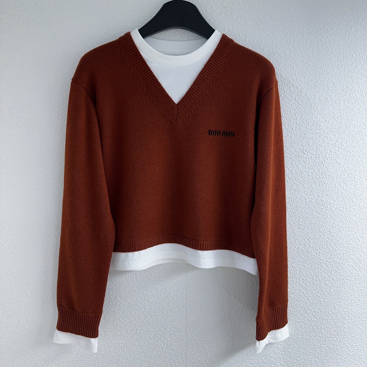 NO:454399,Miaojia* contrasting color splicing and contrasting color fake two-piece pullover long-sleeved sweater SML, alexander wang19860909缪家*撞色拼接撞色假两件套头长袖针织衫SML,,alexander wang,Women's clothing