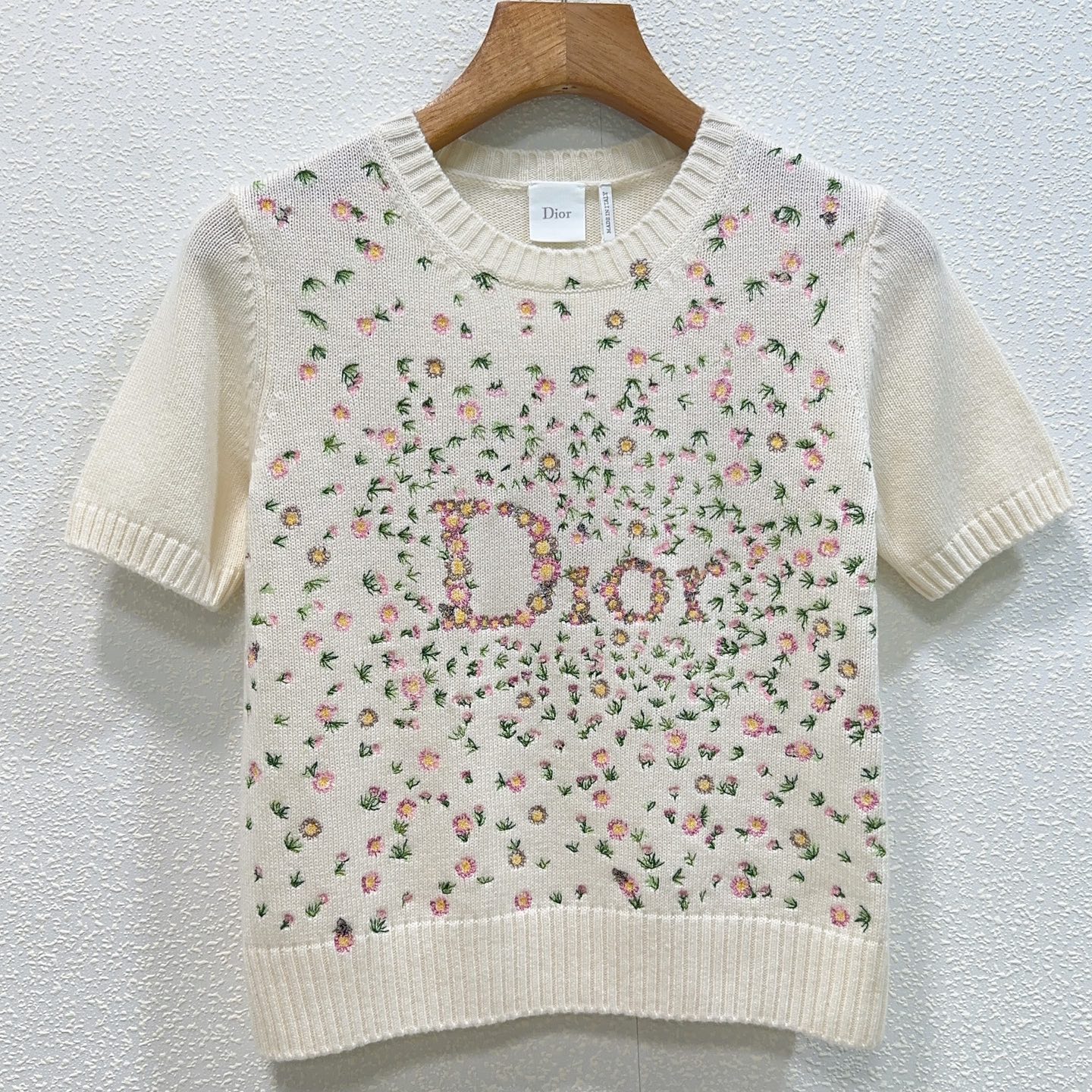 NO:758952,D family* letter heavy embroidery pullover short-sleeved sweater SML, dior, T-shirt,19860909D家*字母重工刺绣套头短袖针织衫SML,,dior,T-shirt,,Women's clothing
