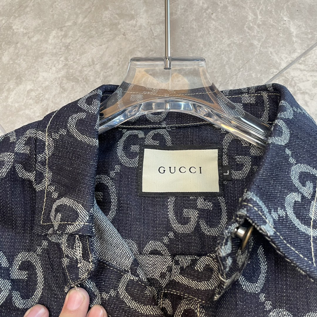 款名Gucci/古驰23ss牛仔提花满印休闲夹克外套尺码M-XL
