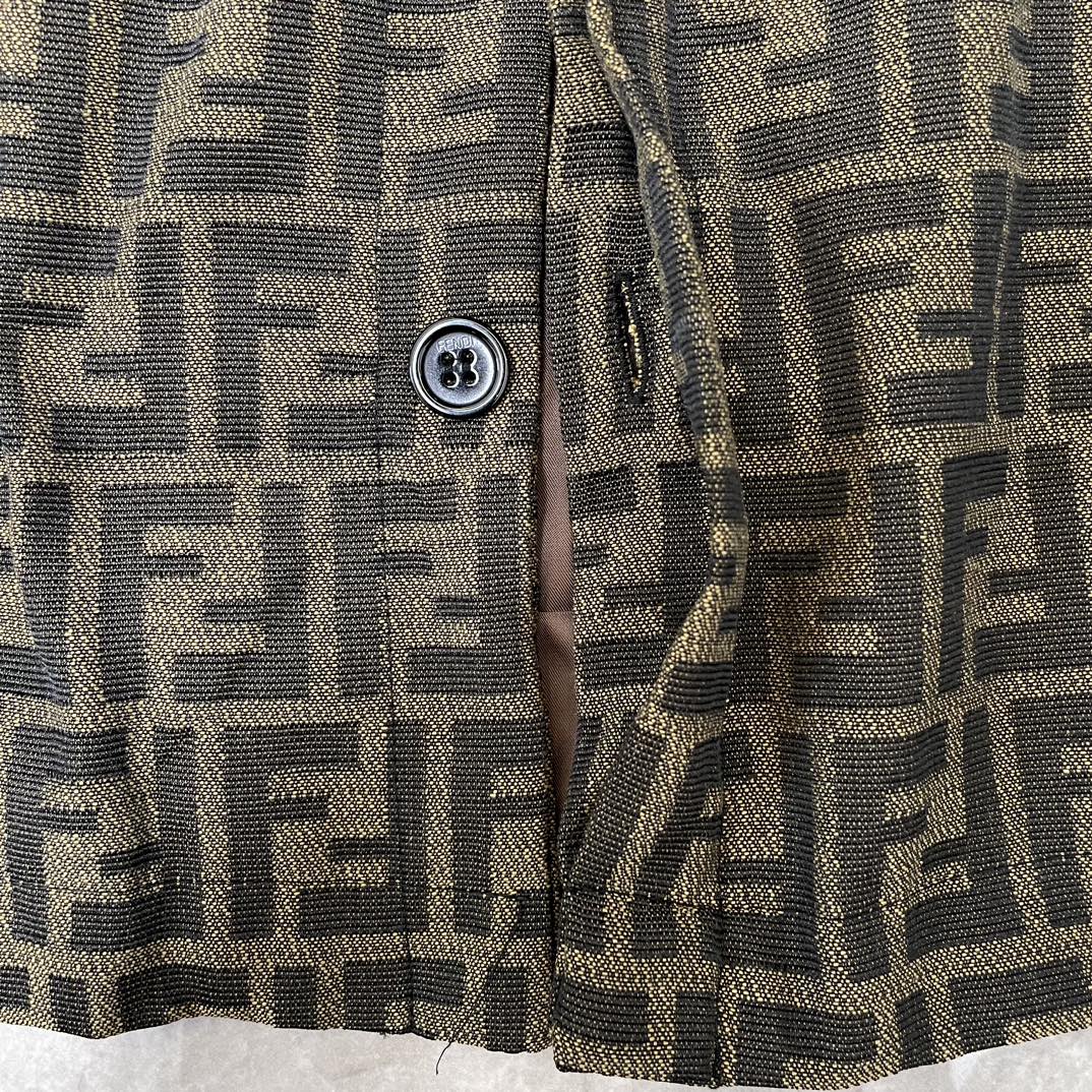 款名FENDI/芬迪新款经典Logo提花衬衫情侣款休闲老花外套夹克辅料1:1尺码M-XL