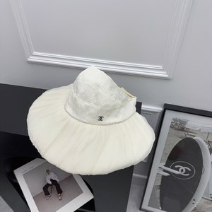 mirror quality Chanel Hats Empty Top Hat Purple Splicing Gauze