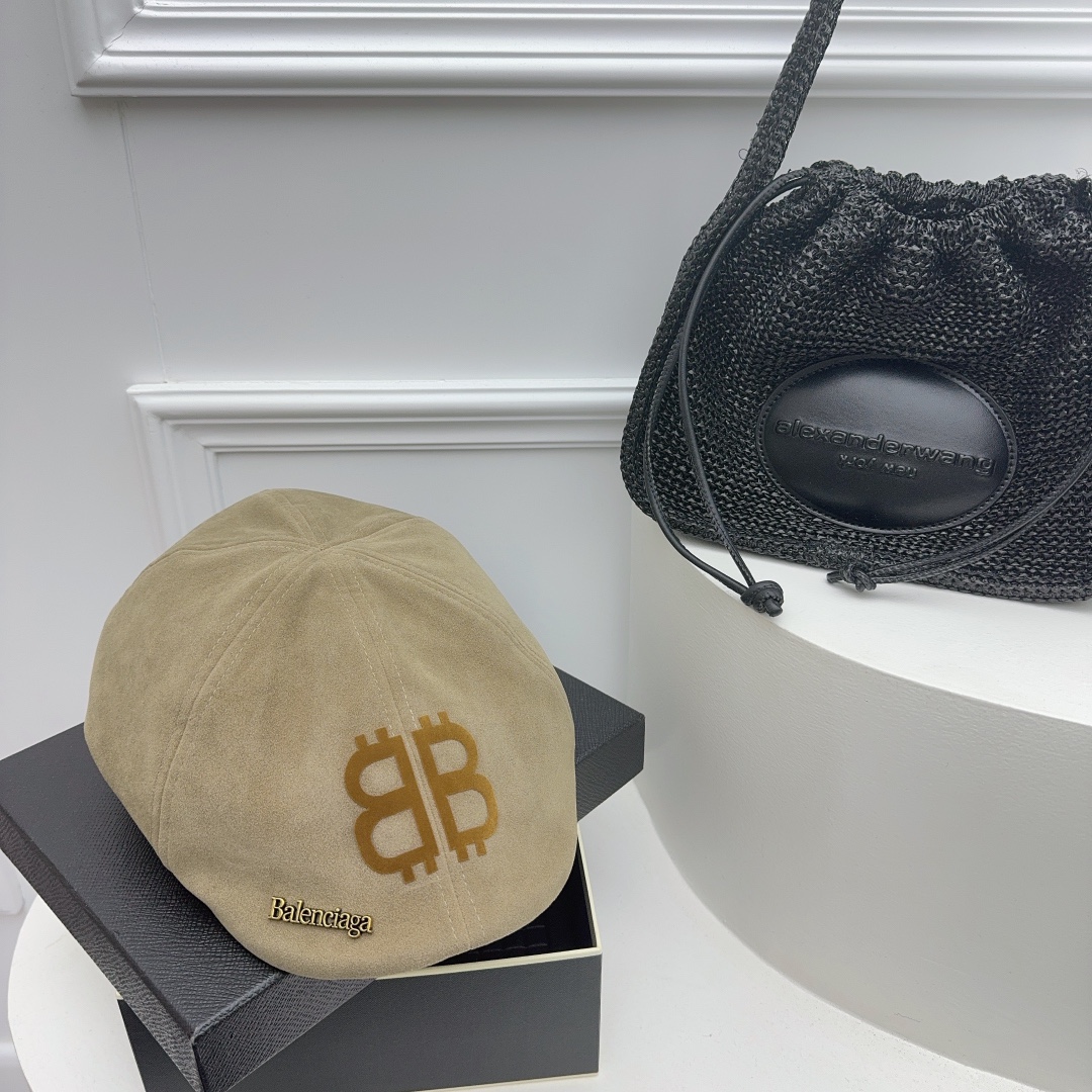 Balenciaga nuevo ✓ 🤎 gorra de conductor con aire retro muy fuerte, principios de otoño, gamuza, calidad de t…