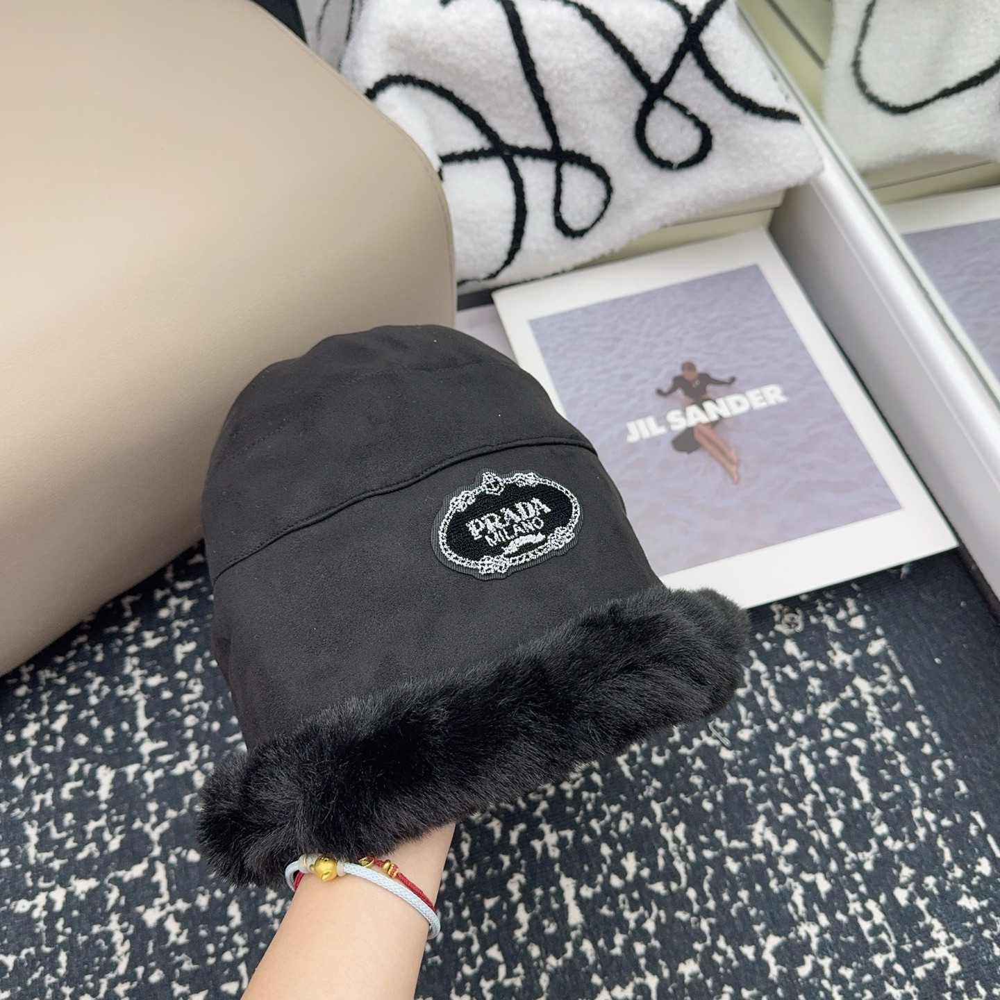 🎀PRADA 🖤新款毛绒渔夫帽