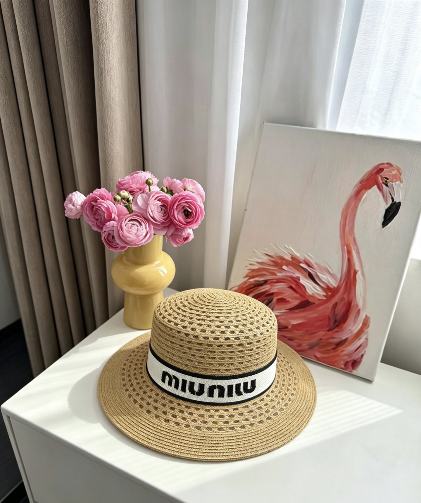 Miu Miu miumiu缪缪新款平顶礼帽，头围57cm