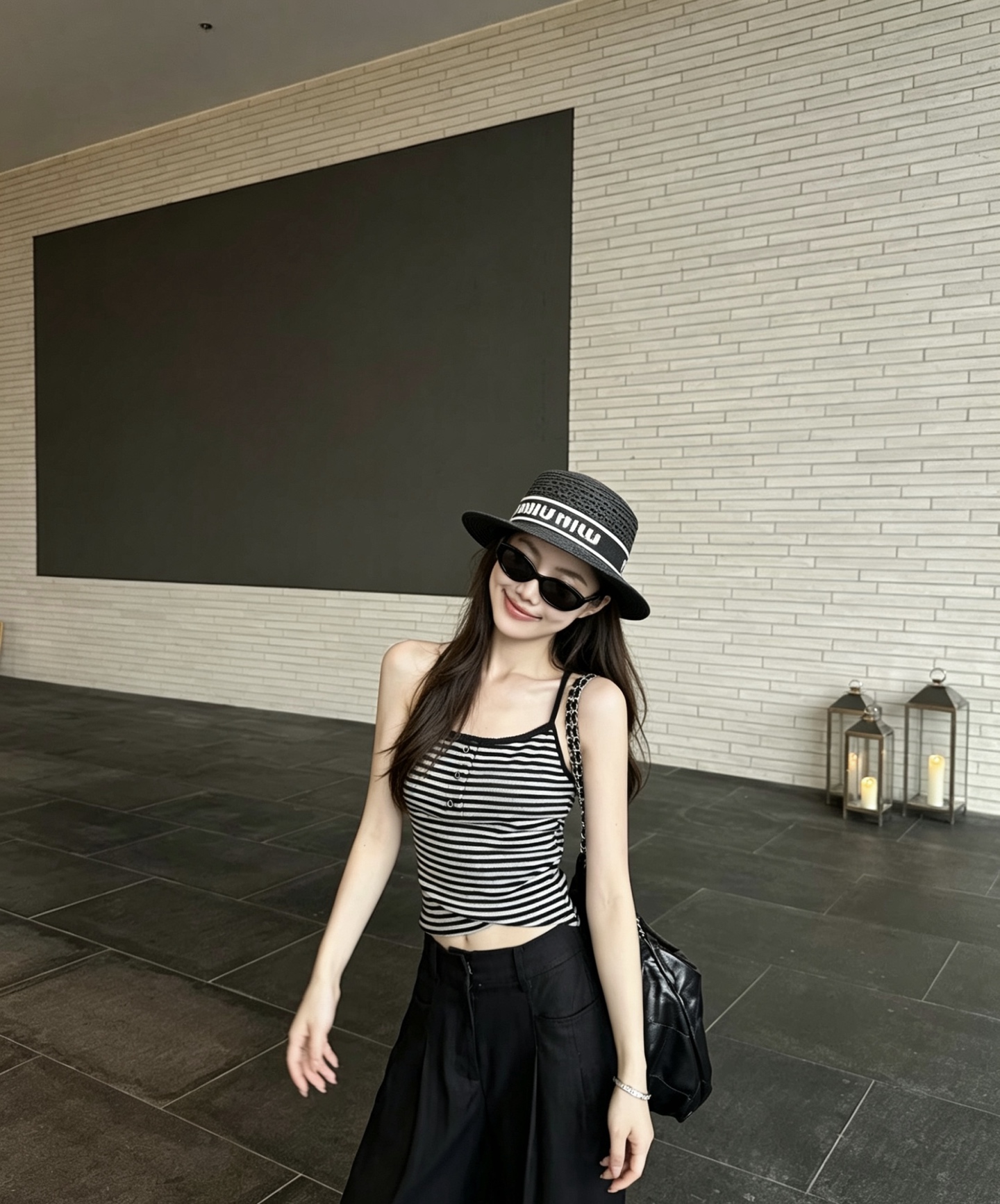 Miu Miu miumiu缪缪新款平顶礼帽，头围57cm