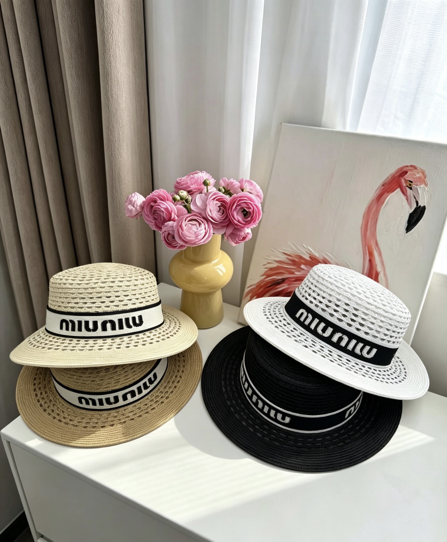 Miu Miu miumiu缪缪新款平顶礼帽，头围57cm