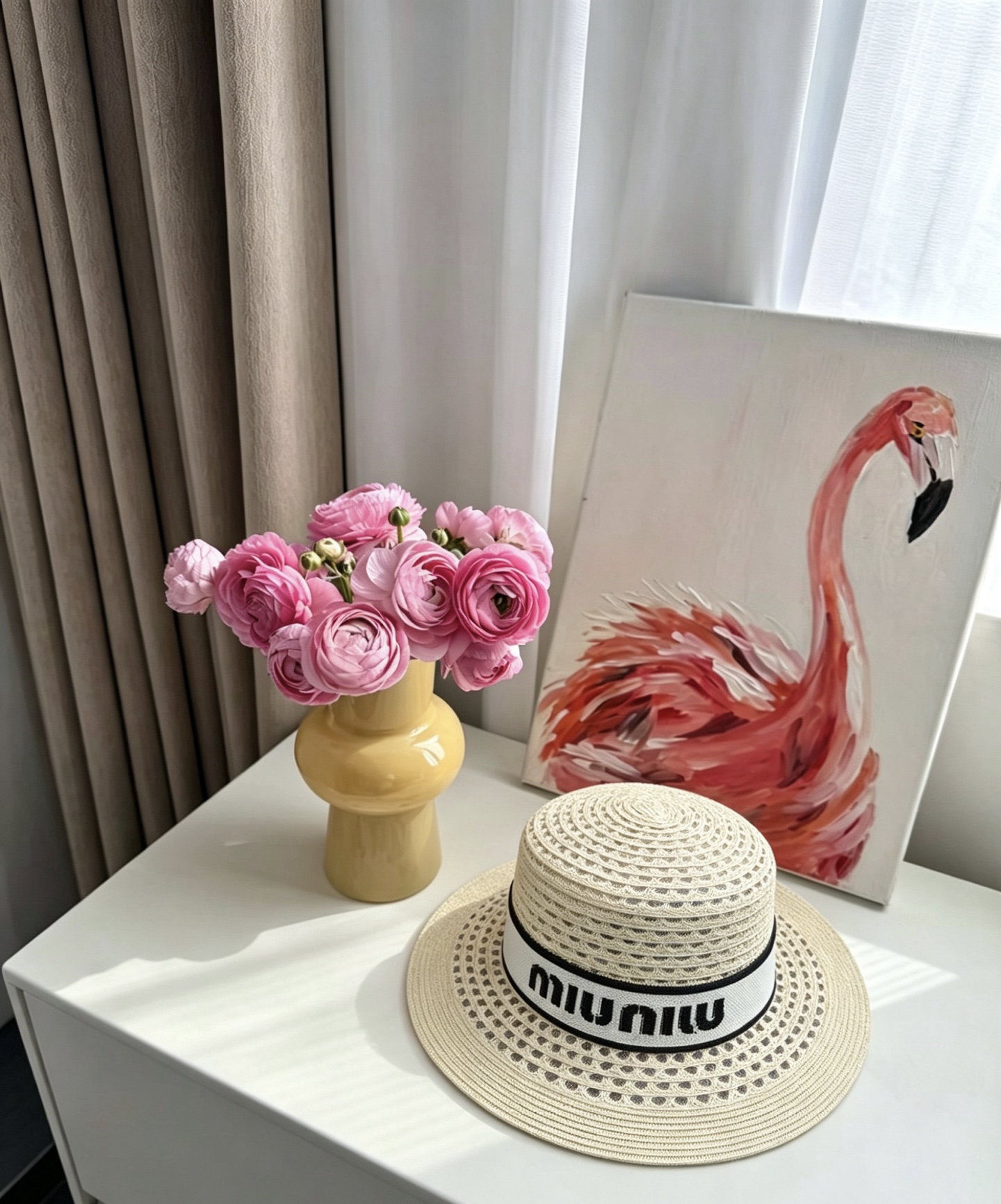 Miu Miu miumiu缪缪新款平顶礼帽，头围57cm