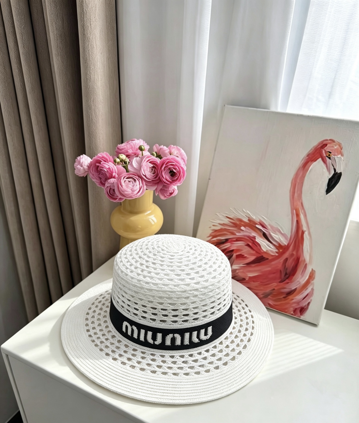 Miu Miu miumiu缪缪新款平顶礼帽，头围57cm