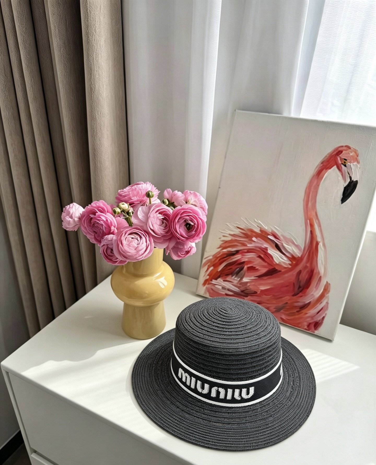 Miu Miu miumiu缪缪新款平顶礼帽，头围57cm