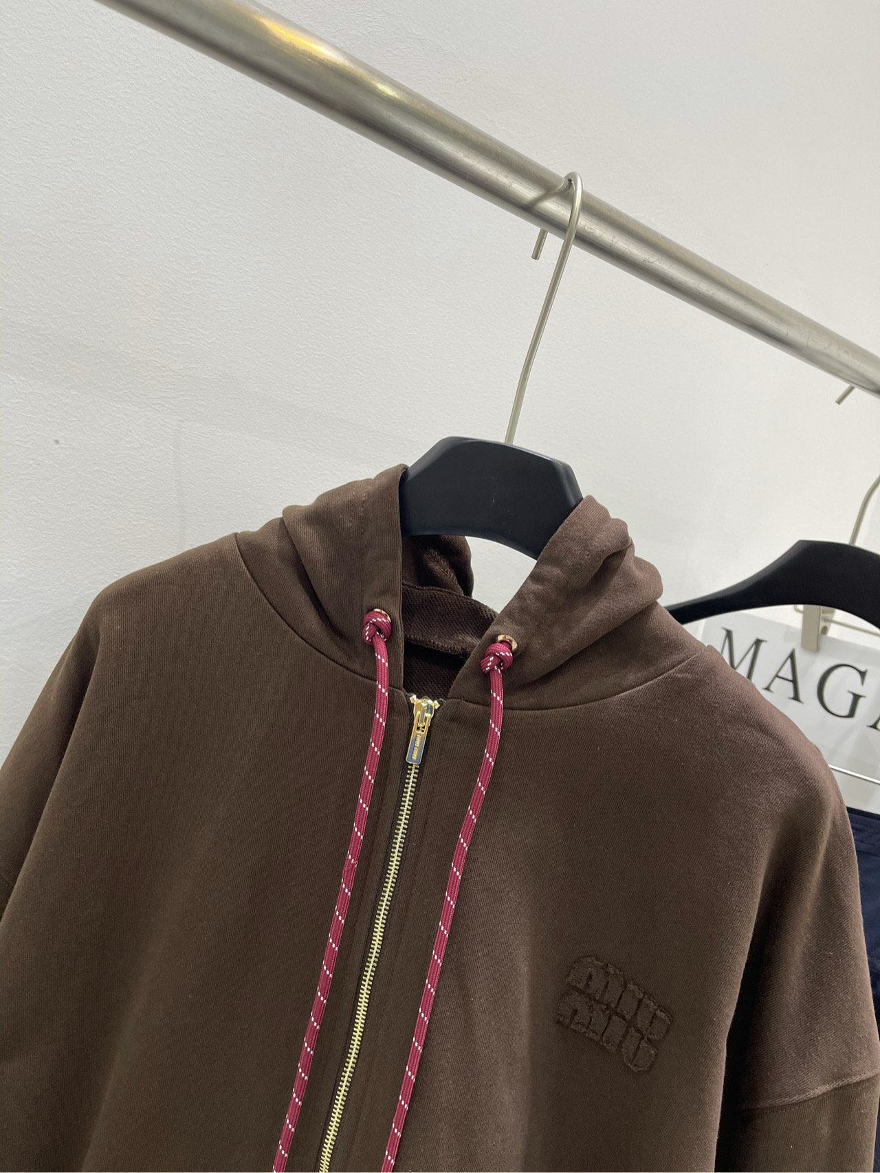 Miu Miu Brown Cotton Blend Zip-Up Hoodie Oversized Fit Women's Outerwear 3 i1737032902647 4929 0 1