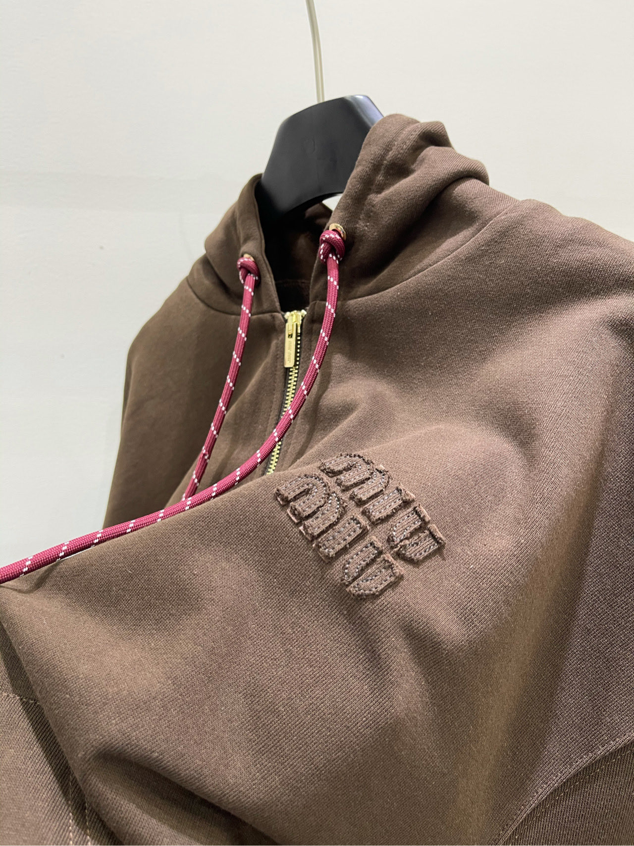 Miu Miu Brown Cotton Blend Zip-Up Hoodie Oversized Fit Women's Outerwear 7 i1737032902647 7348 0 5