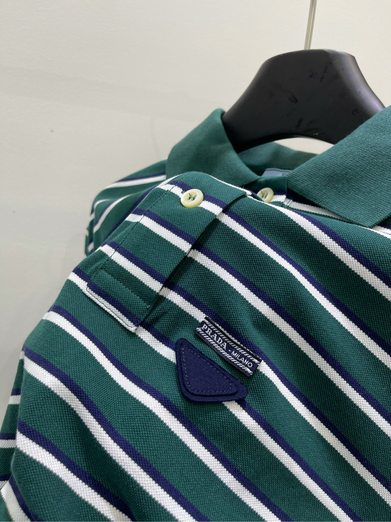 Prada Striped Polo T-Shirt - Emerald Green Cotton Short Sleeve Top 6 i1737131617871 6196 0 3