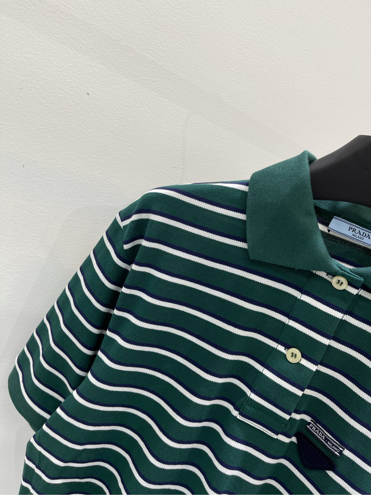 Prada Striped Polo T-Shirt - Emerald Green Cotton Short Sleeve Top 4 i1737131617871 7480 0 2