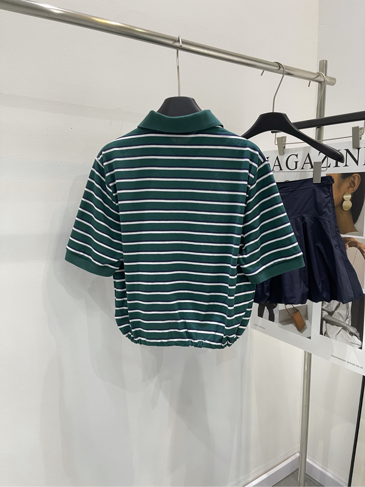 Prada Striped Polo T-Shirt - Emerald Green Cotton Short Sleeve Top 9 i1737131617872 1345 0 6