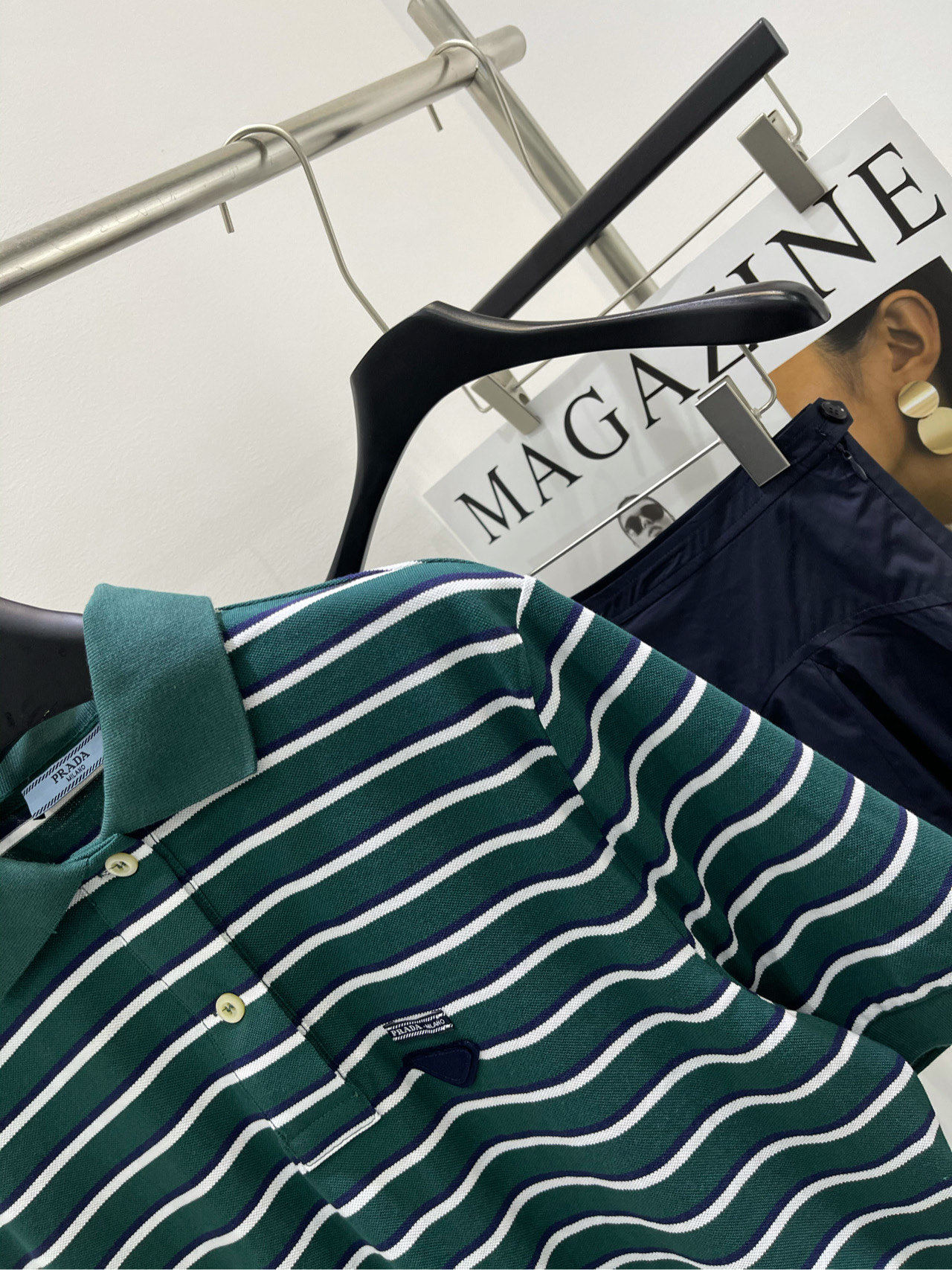 Prada Striped Polo T-Shirt - Emerald Green Cotton Short Sleeve Top 5 i1737131617872 6126 0 7