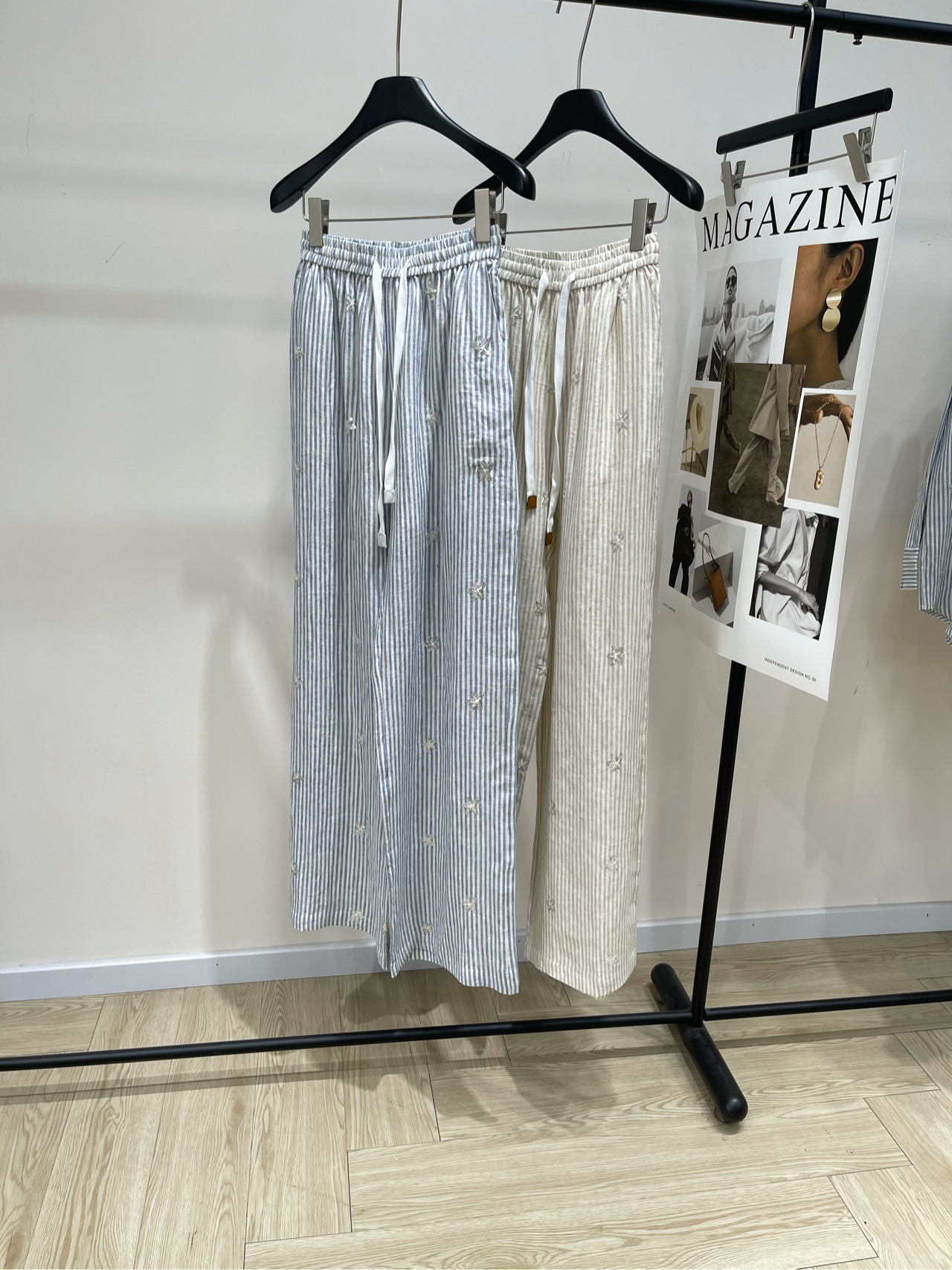 NO:430696,【OD Star Line Striped Casual Trousers】, Fabric linen, color apricot color, light blue OD Nautical series suspenders, shorts Nautical series 4-piece set, suspenders, trousers, shirts, shorts, hot style is easy to wear! Exquisite silver starfish bead embroidery, heavy industry craftsmanship, light blue stripes, relaxed and fresh, easy to wear to create a fashionable feeling. Use linen fabric, which feels dry and comfortable and also has a skinny feel, and will not be too soft. The lining is made of high-quality fabric, comfortable and delicate. Heavy industry sequin star embroidery, summer style full. Flat size S waist circumference 62 elasticity, hip circumference 112, trouser length 111 M waist circumference 66 elasticity, hip circumference 116, trouser length 112 L waist circumference 70 elasticity, hip circumference 120, trouser length 113  Manual measurement will have 2~3cm errors within the normal range, shorts,shirts,alexander wang19860909【OD星星亚麻条纹休闲长裤】 ,面料亚麻 颜色杏色、浅蓝 OD航海系列吊带、短裤 航海系列4件套、吊带衫、长裤、衬衫、短裤 爆款好穿!精致银色海星珠片刺绣,重工工艺 搭配浅浅的蓝色条纹,松弛清新 轻松穿出时髦感 选用亚麻面料,触感干爽舒适 同时又有骨感,不会太软塌 里布采用优质面料,穿着舒适细腻 重工亮片星星刺绣,夏日风情拉满 平铺尺码 S腰围62弹力,臀围112,裤长111 M腰围66弹力,臀围116,裤长112 L腰围70弹力,臀围120,裤长113 手工测量会有2~3cm误差属于正常范围,,shorts,shirts,alexander wang,Women's clothing