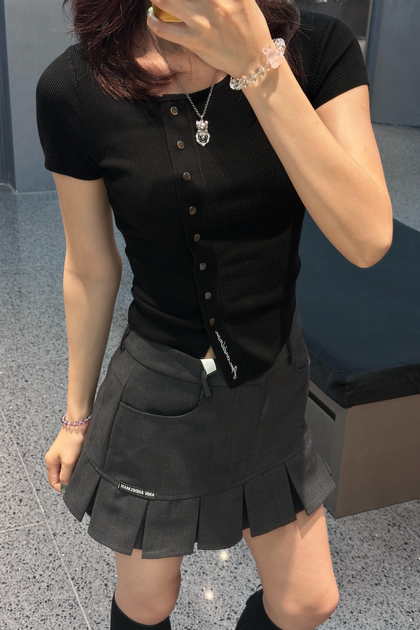 NO:436499,Black super slim, irregular slit design, alexander wang19860909黑色超级显瘦,不规则开衩设计,,alexander wang,Women's clothing