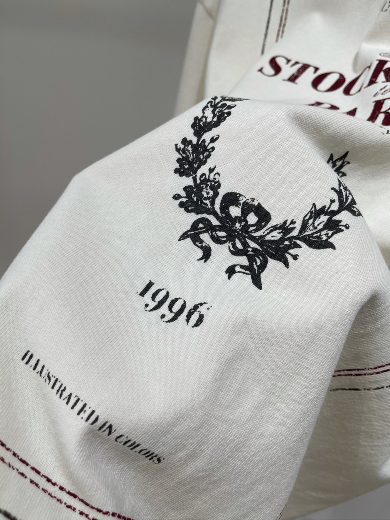 【AC米杏色做旧字母假两件长袖T】🔺，面料：全棉颜色：米杏色𝐀𝐜𝐧𝐞 𝐬𝐭𝐮𝐝𝐢𝐨*｜联名款网纱假两件长