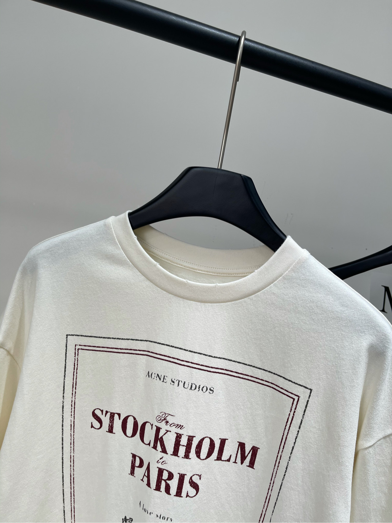 【AC米杏色做旧字母假两件长袖T】🔺，面料：全棉颜色：米杏色𝐀𝐜𝐧𝐞 𝐬𝐭𝐮𝐝𝐢𝐨*｜联名款网纱假两件长