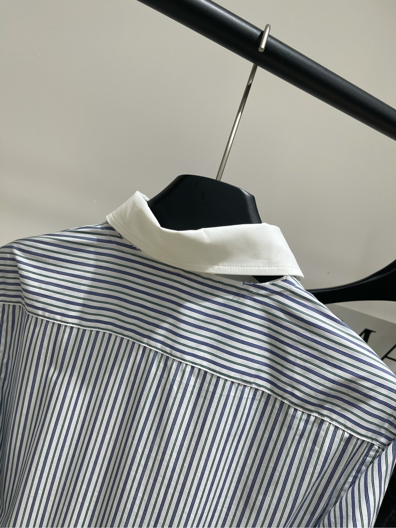 【M蓝绿竖条纹纽扣拼接衬衫裙】🔺，面料：全棉颜色：蓝绿条纹𝐌𝐈*｜褶皱条纹府绸连衣裙25SS早秋新款上新