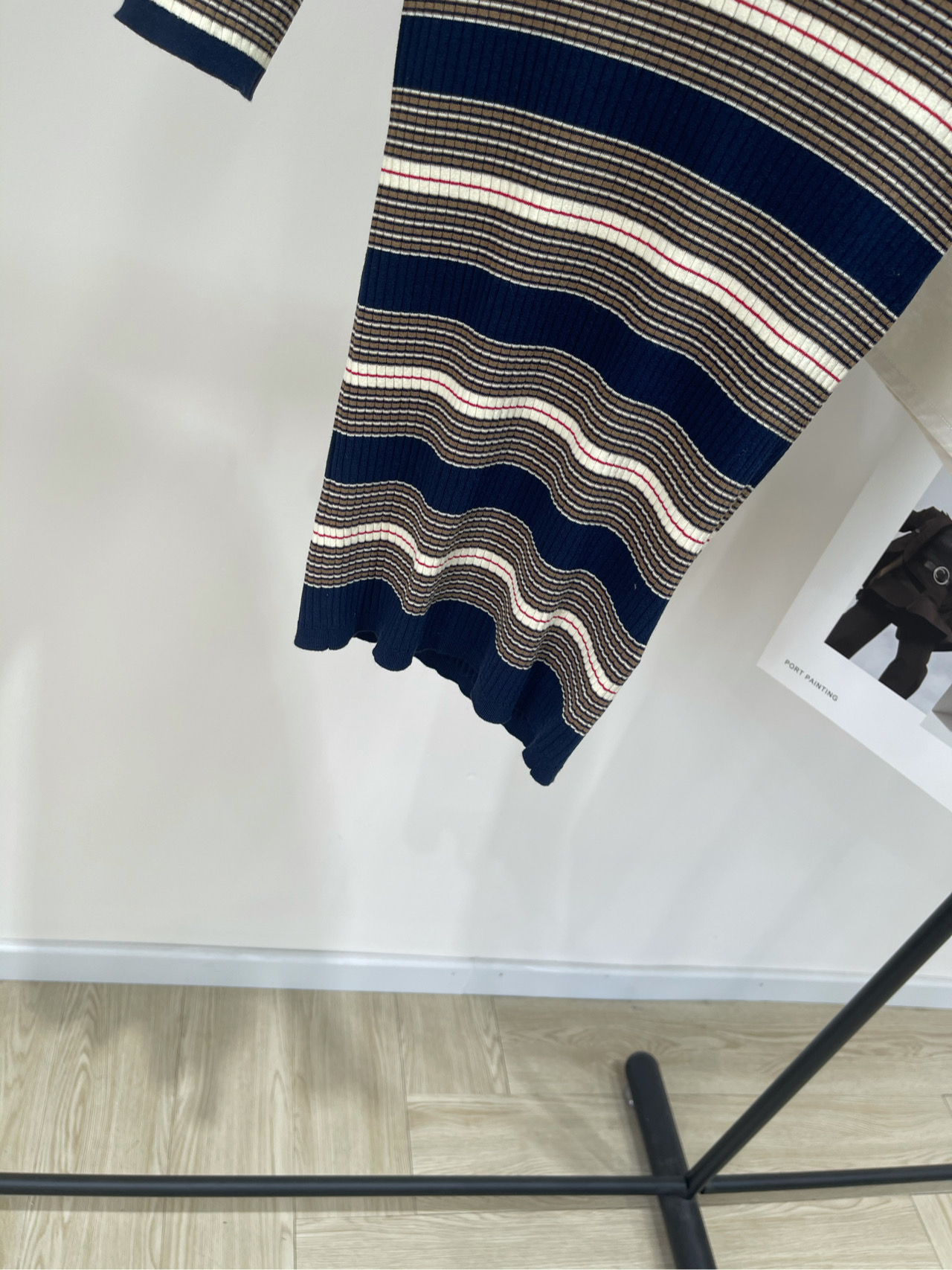 【P蓝棕细条纹polo针织短袖】🔺，面料：棉+氨纶颜色：蓝棕细条纹🆕Prad* 25SS春夏新款 间色条