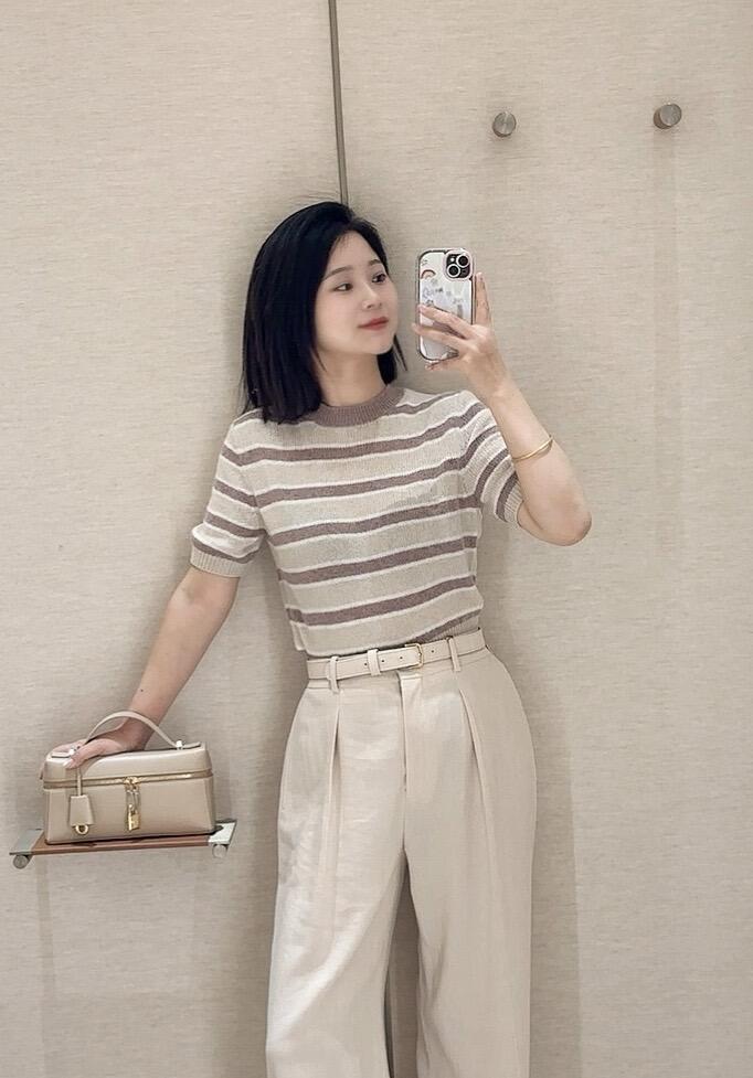 NO:467321,Super gentle knitted short sleeves, beautiful on base or single wear, T-shirt, alexander wang19860909超级温柔的一件针织短袖,打底或单穿都很美,,T-shirt,alexander wang,Women's clothing