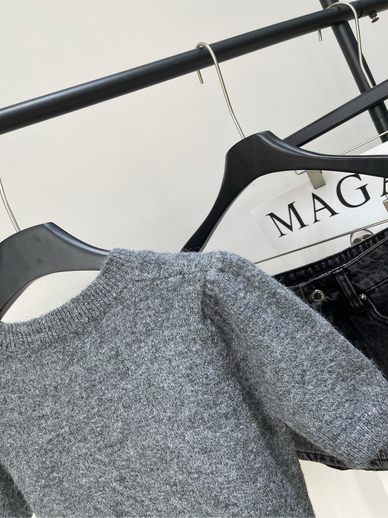 【Her灰色蓝格领结针织短袖】🔺，面料：羊毛混纺颜色：灰色HERLIAN GIRLS｜ 俏皮元气少女感满