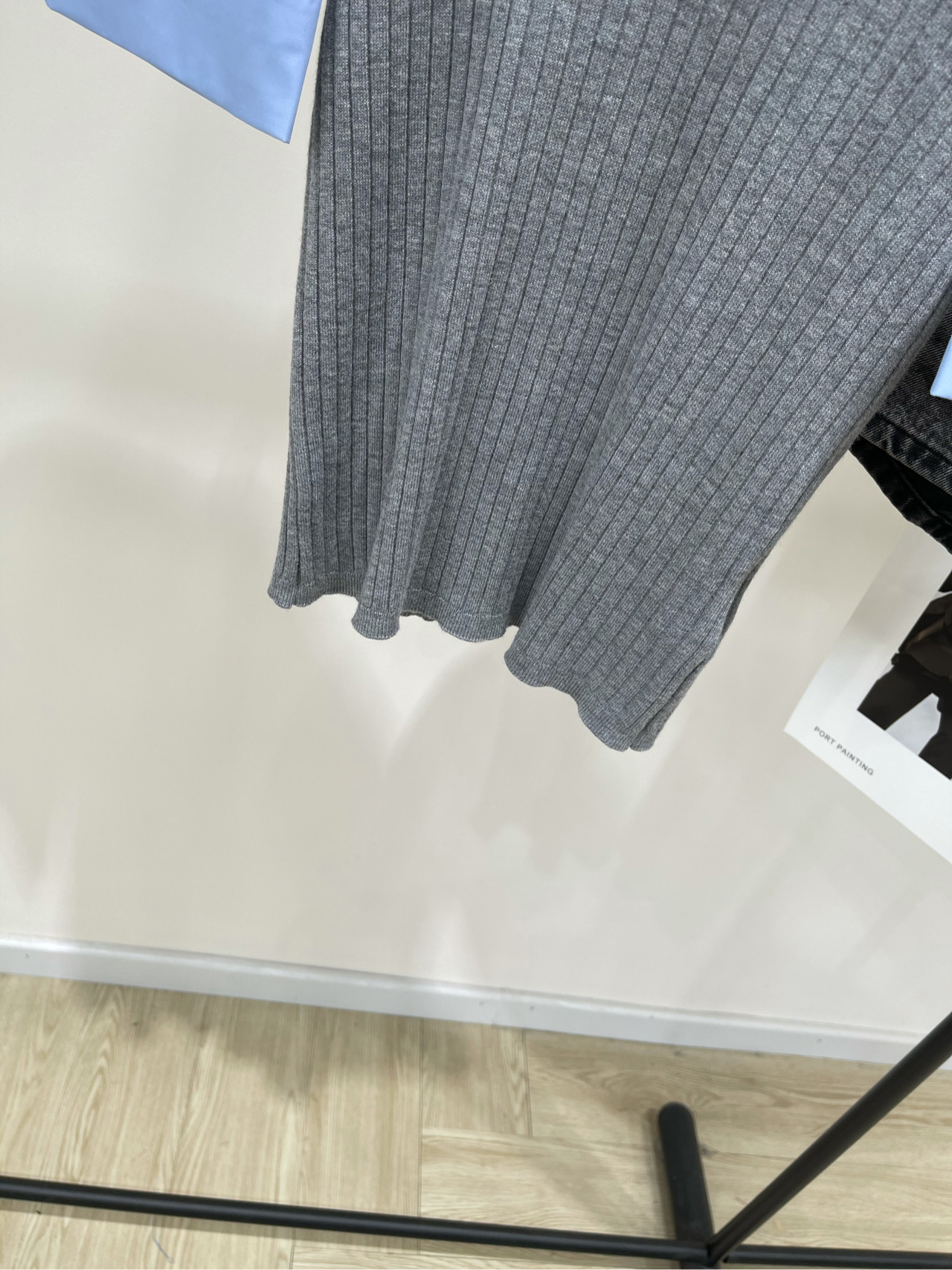 【sdr灰色衬衫袖针织上衣】🔺，面料：羊毛混纺颜色：灰色🆕Sandr* 25Fw早秋新款 简约修身拼接衬