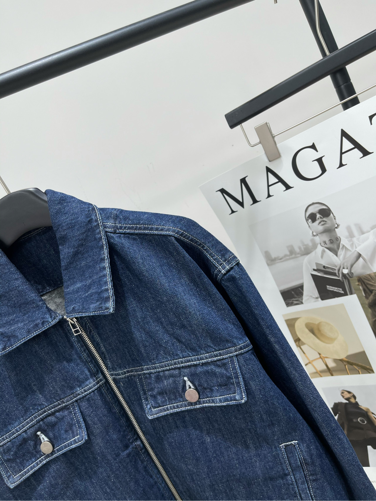 【Ash深蓝原色拉链牛仔外套】🔺，面料：牛仔棉颜色：深蓝AIM SH经典短款休闲口袋原色牛仔外套夹克谁懂