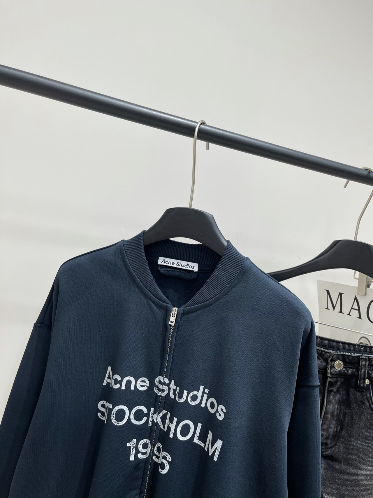 【AC藏蓝字母印花棒球卫衣外套】🔺，面料：全棉毛圈棉颜色：藏蓝Acne Studio 1996经典与新款