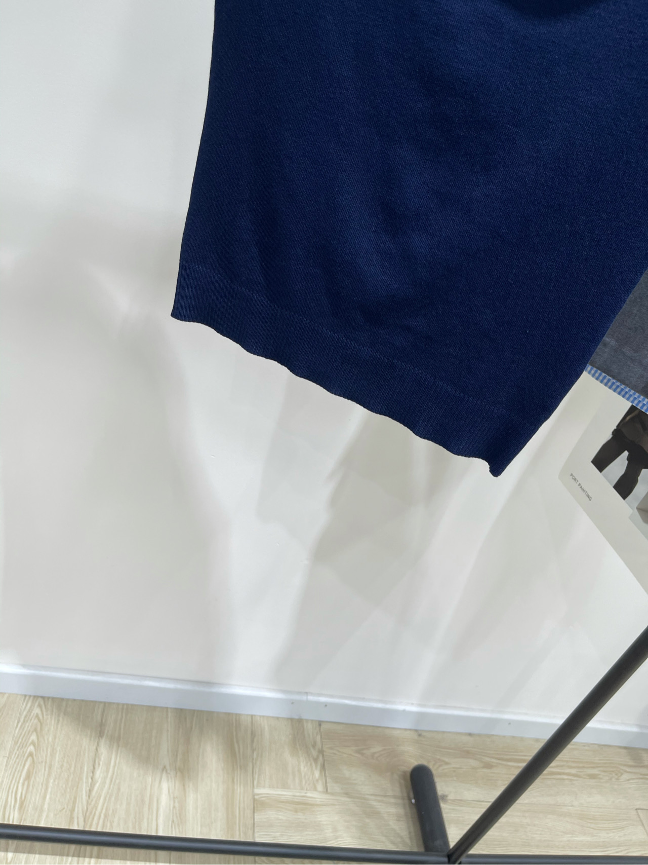 【Her蓝格娃娃领藏蓝针织短袖】🔺，面料：棉混纺 颜色：藏蓝色HERLIAN精致俏皮学院千金miu系高智