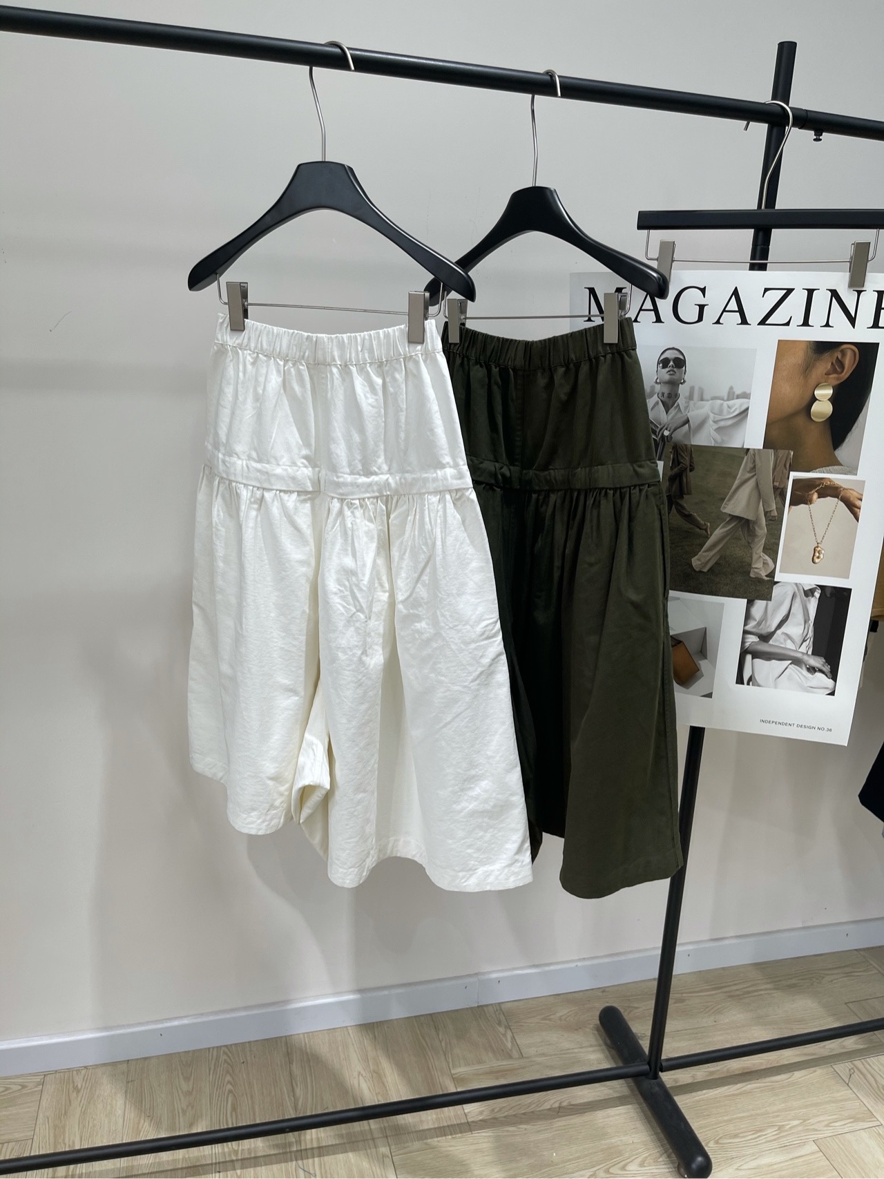 【yy不规则两穿工装风裙裤】🔺，面料：棉颜色：白色、军绿open yy 25AW 翻腰宽松不对称系腰宽松