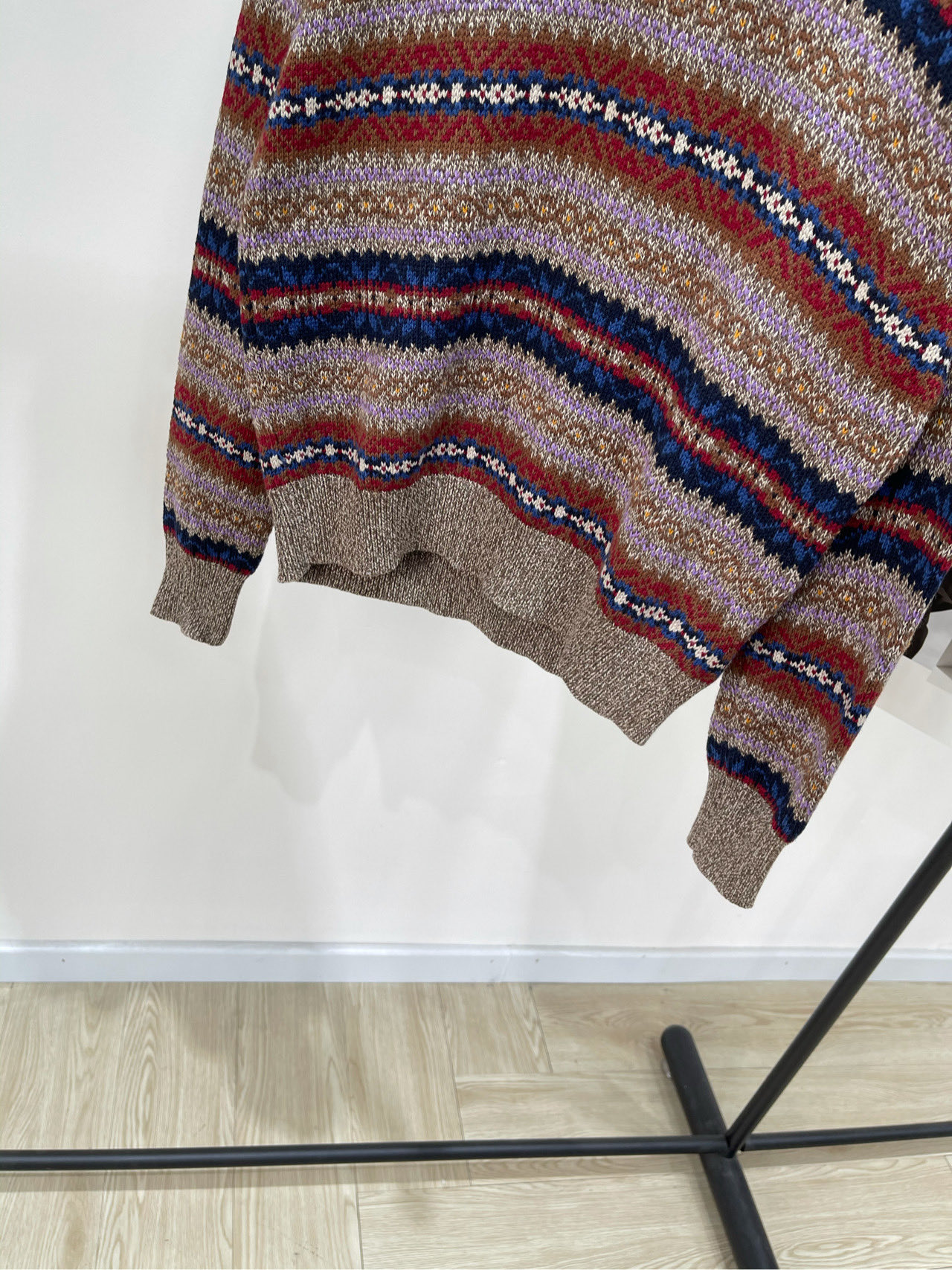 【拉夫复古费尔岛长袖V领毛衣】🔺，面料：聚酯纤维+羊毛混纺颜色：图片色✨新款重工多色提花工艺 极具北欧风