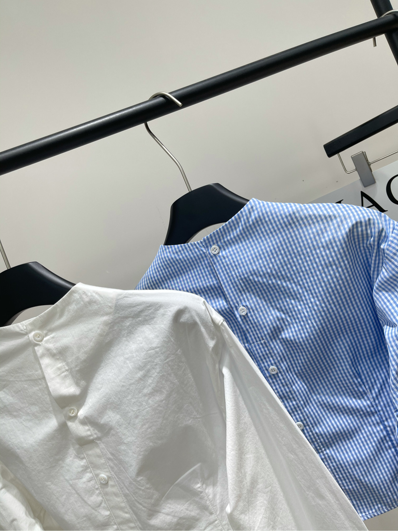 【her领结压褶学院风衬衫】🔺，面料：涤棉混纺颜色：白色、蓝格HERLIAN GIRLS｜豆蔻少女复古格