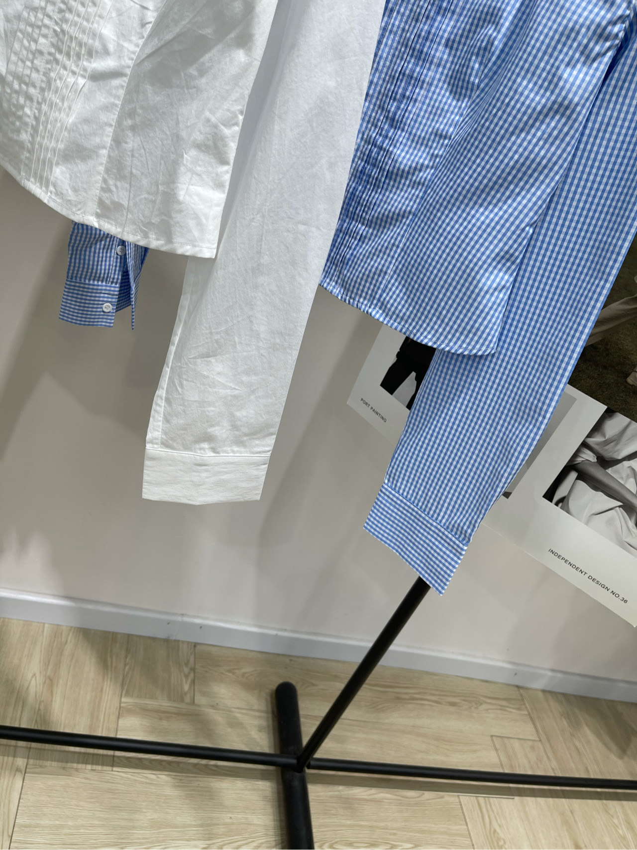 【her领结压褶学院风衬衫】🔺，面料：涤棉混纺颜色：白色、蓝格HERLIAN GIRLS｜豆蔻少女复古格