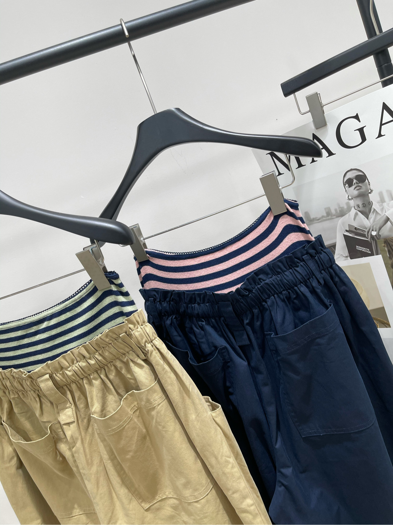 【RA彩条双腰头工装阔腿长裤】🔺，面料：棉+莱赛尔颜色：卡其色，藏蓝色RARE 25AW秋冬新款 双腰头