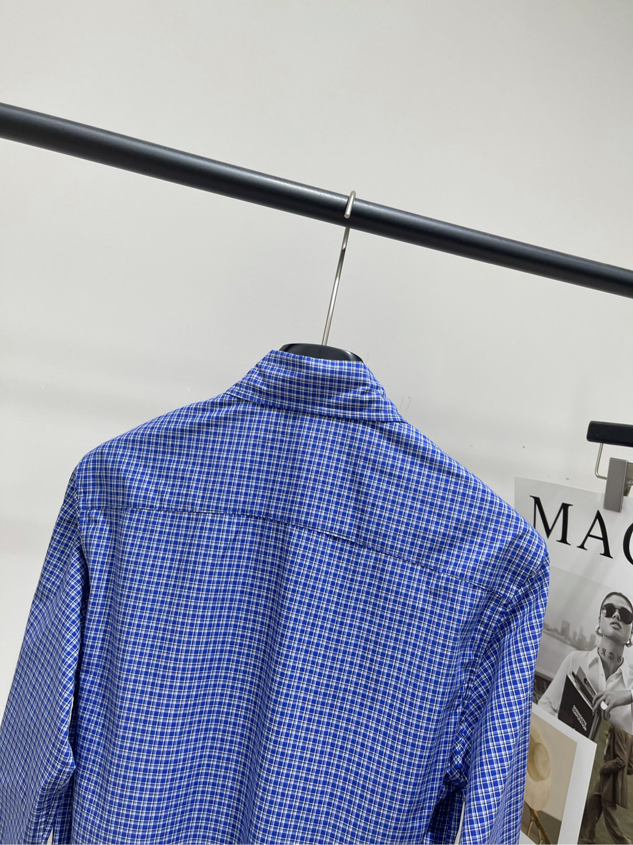 【M蓝黑细格子腰带衬衫裙】🔺，面料：全棉颜色：蓝色（配腰带）🆕MiuMi* 25Fw早秋新款 格纹收腰衬