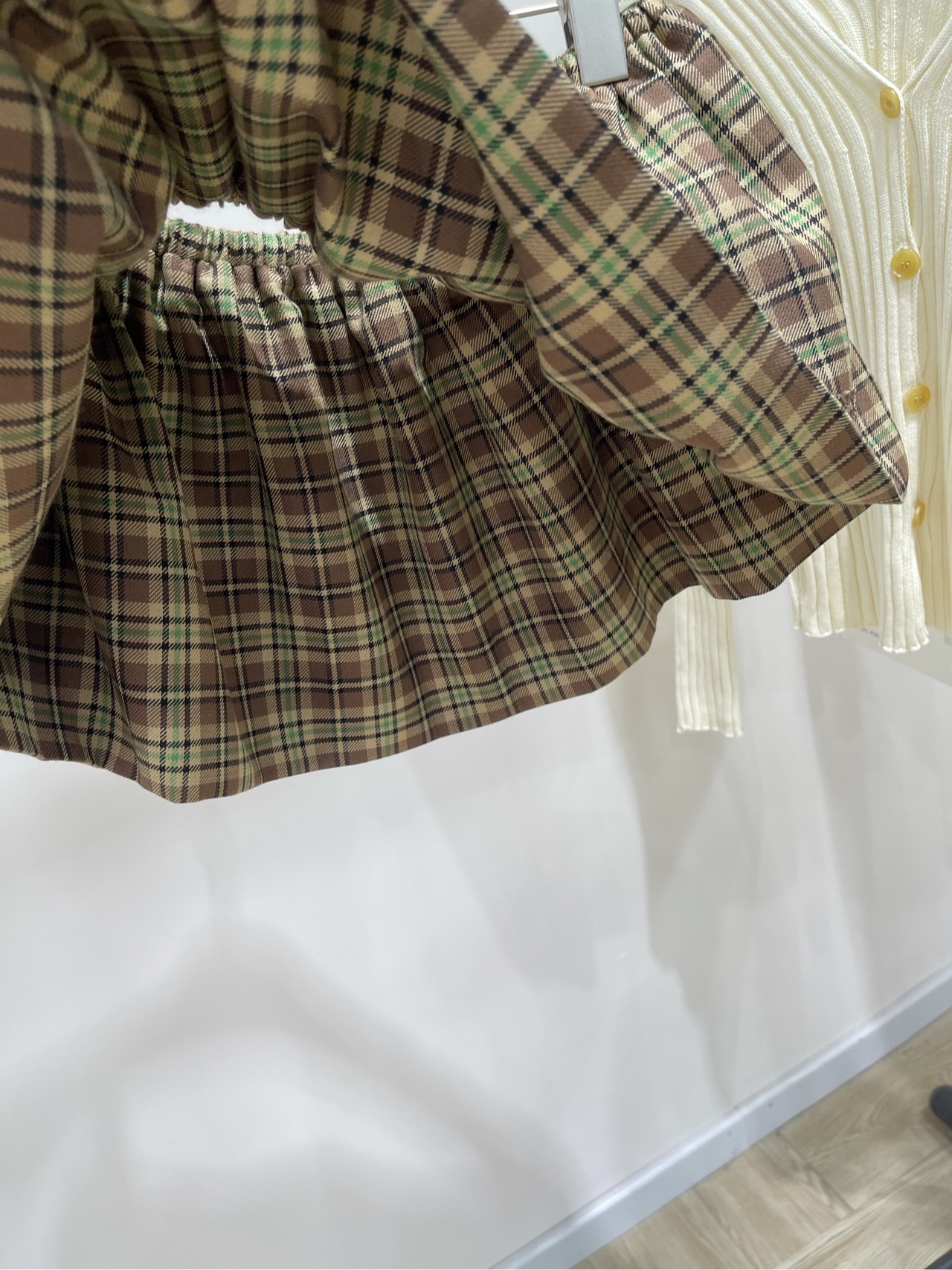 【M绿棕格纹迷你蓬蓬短裙】🔺，面料：羊毛呢颜色：绿棕格纹25秋冬🆕🆕英伦复古格纹一套搭配 缪系穿搭 复古