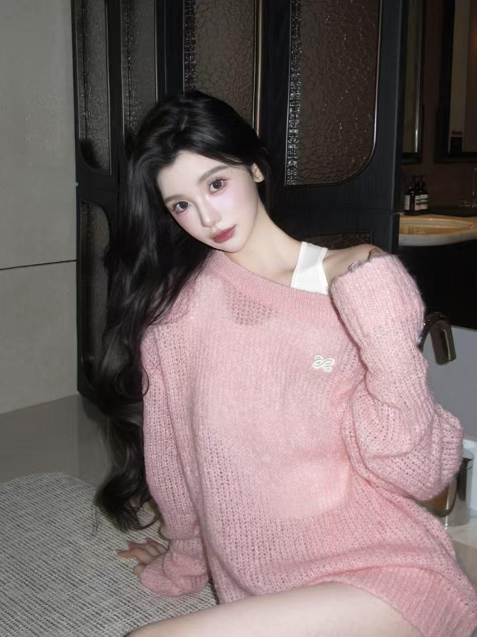NO:748240,lazy sweater, sweet and sweet,,sweaters,19860909慵懒毛衣,甜甜美美,,sweaters,,Women's clothing