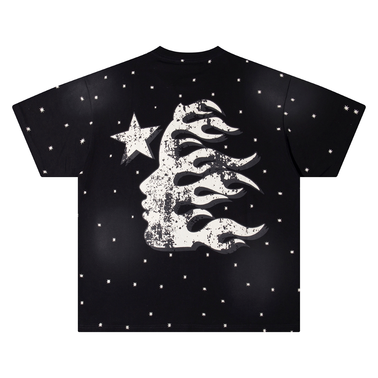 Hellstar Star Logo Seal Shaft T-shirt in Water Wash Black, 250g Cotton, S-XL Sizes - 图片 2