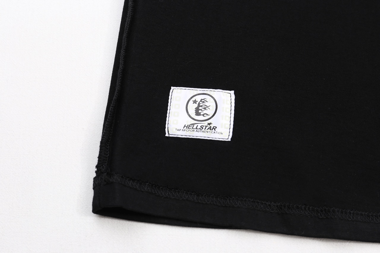 Hellstar Star Logo Seal Shaft T-shirt in Water Wash Black, 250g Cotton, S-XL Sizes - 图片 9