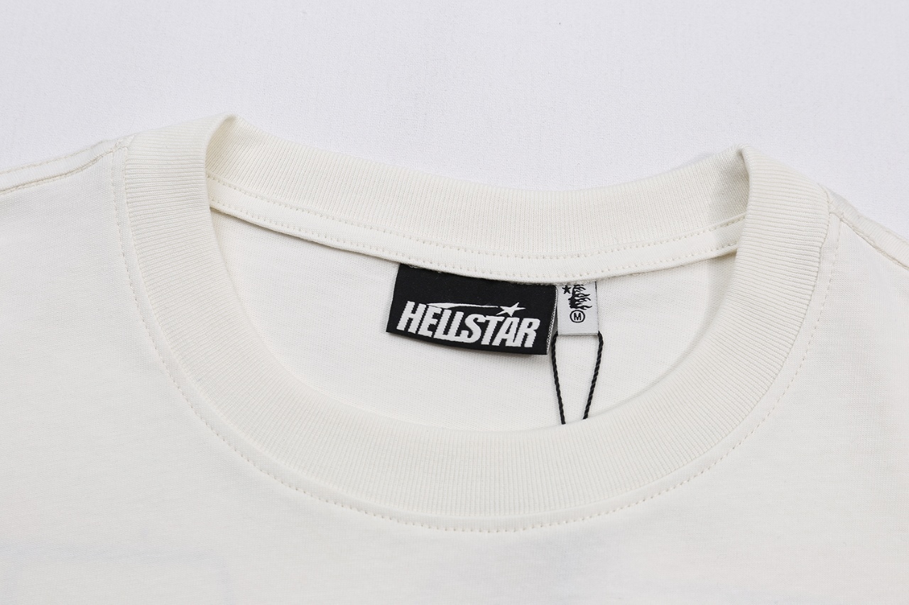 “New Hellstar 25s Five-Point Star Logo Cotton T-Shirt in White, Sizes S-XL” - 图片 3