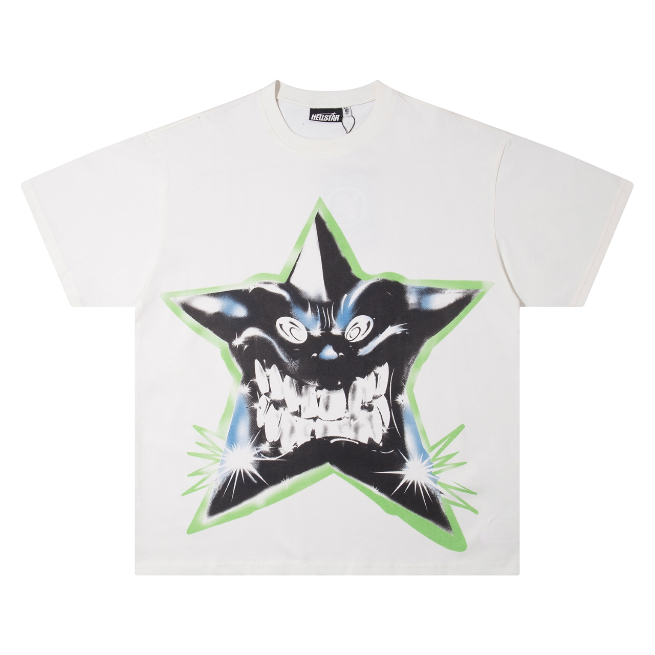 “New Hellstar 25s Five-Point Star Logo Cotton T-Shirt in White, Sizes S-XL”